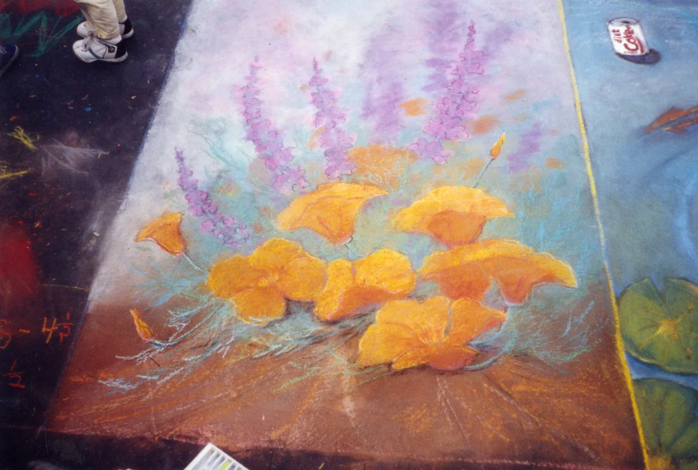 Pastel by Patricia Brown for SBBG, almost there - I Madonnari Street Painting Festival, Garden Square