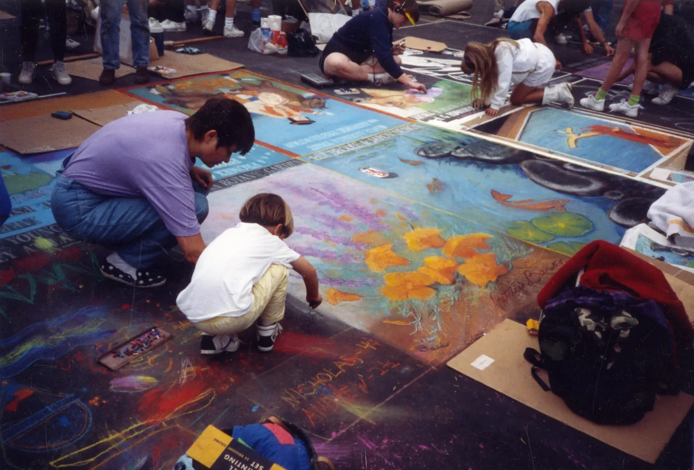 Pastel by Patricia Brown for SBBG, finished! - I Madonnari Street Painting Festival, Garden Square