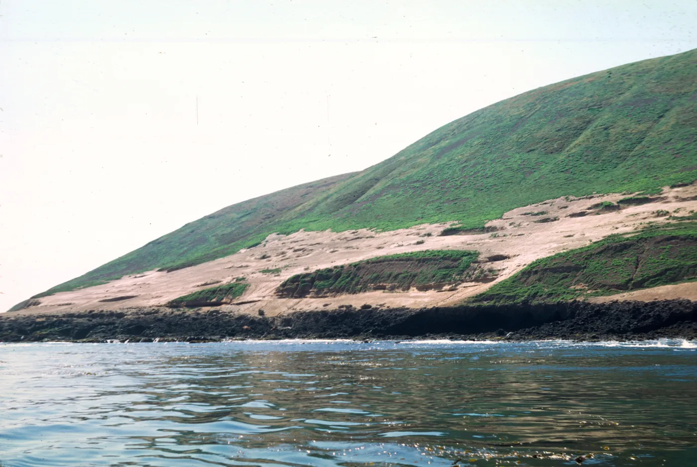 abandoned piniped hauling ground, Santa Barbara Island from boat
