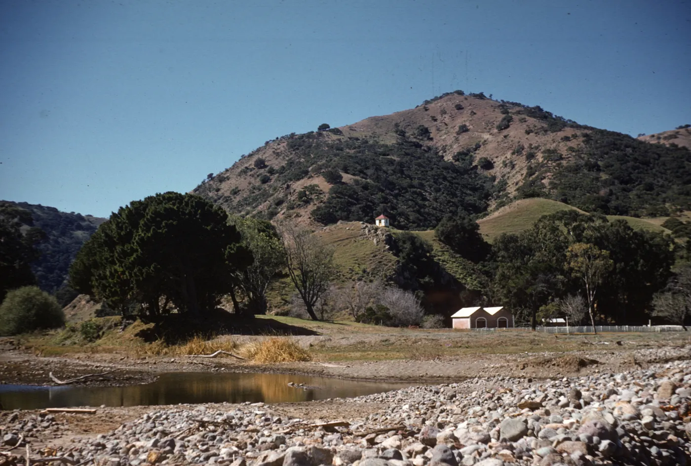 Lookout cabin and barns at Prisoner's Harbor, Santa Cruz Island
