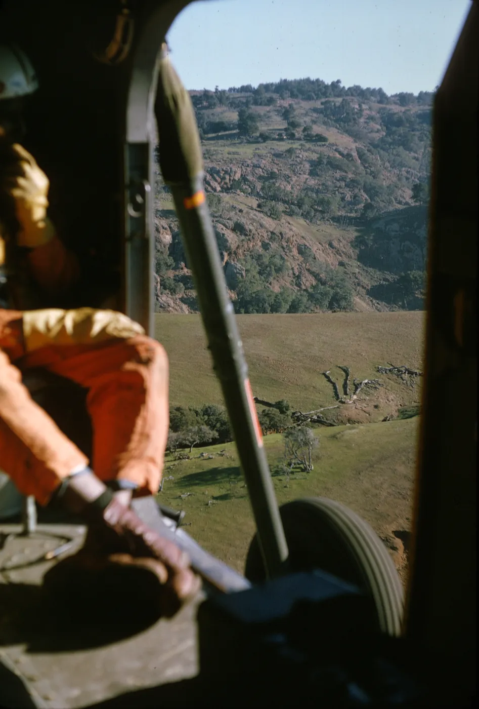 Santa Cruz Island from inside helicopter