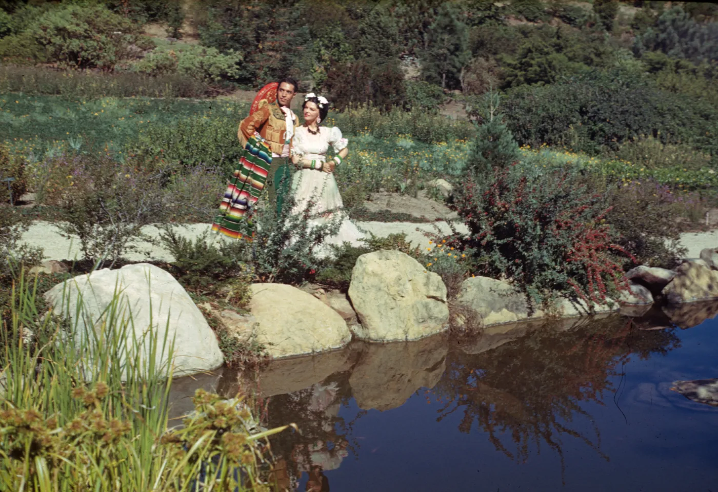 Old Spanish Days couple, Meadow Pond