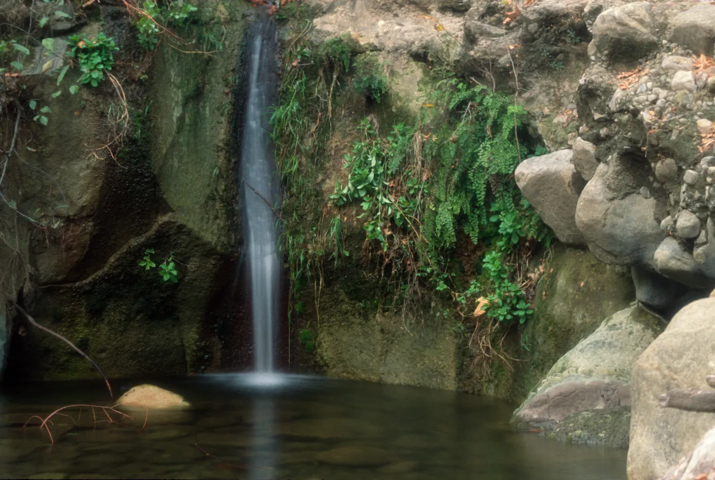 Mission Creek waterfall and pool, below the Mission Dam