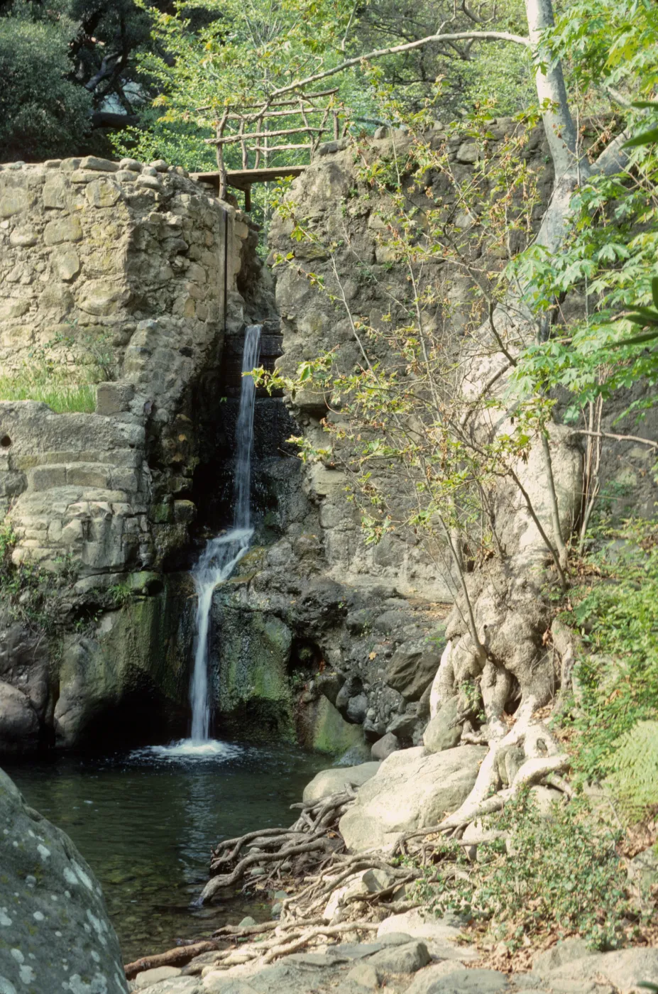 Mission Creek waterfall and pool below the Mission Dam