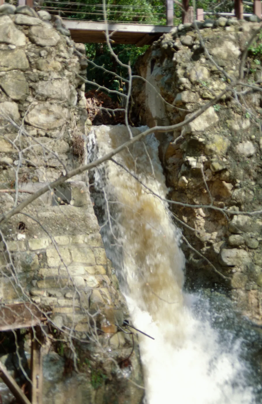 MIssion Creek waterfall below Mission Dam