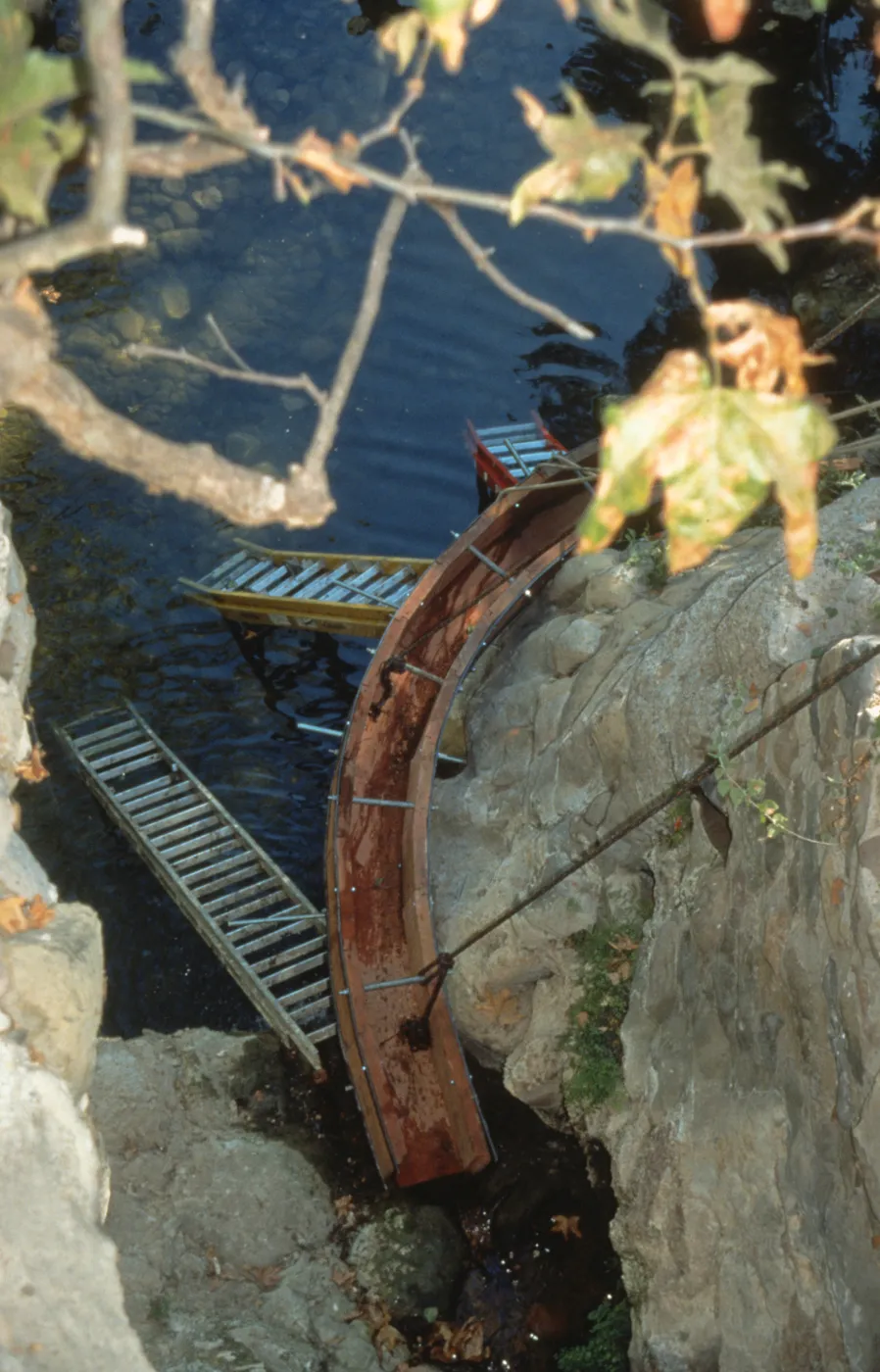 construction of the redwood flume, Mission Dam