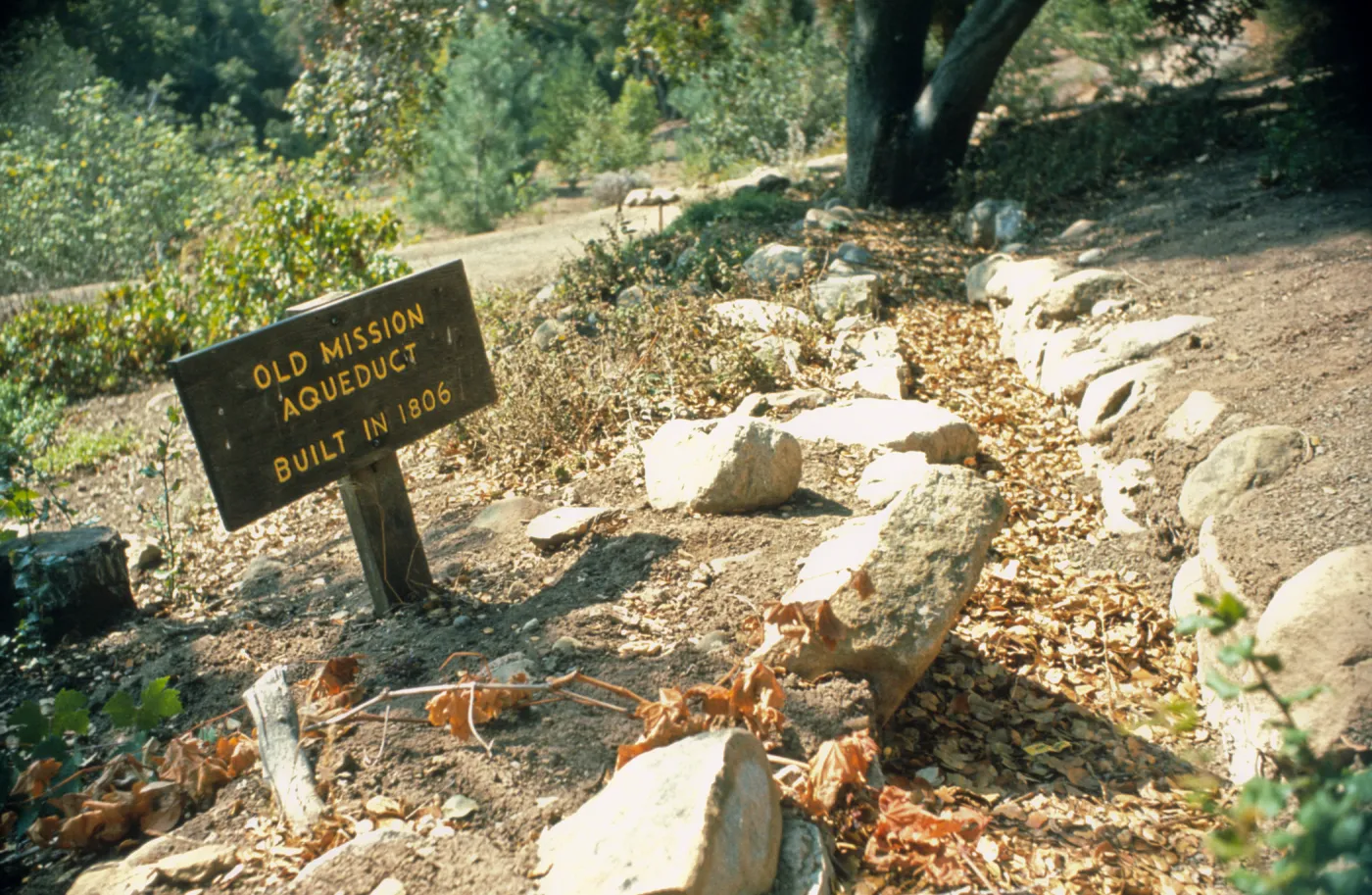 Old Mission Aqueduct and sign