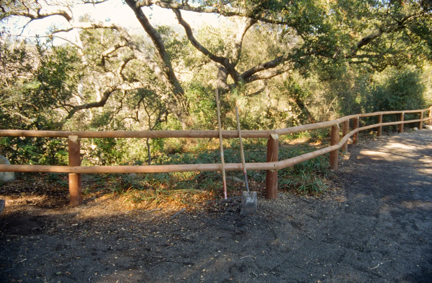new wood fence at the canyon rim
