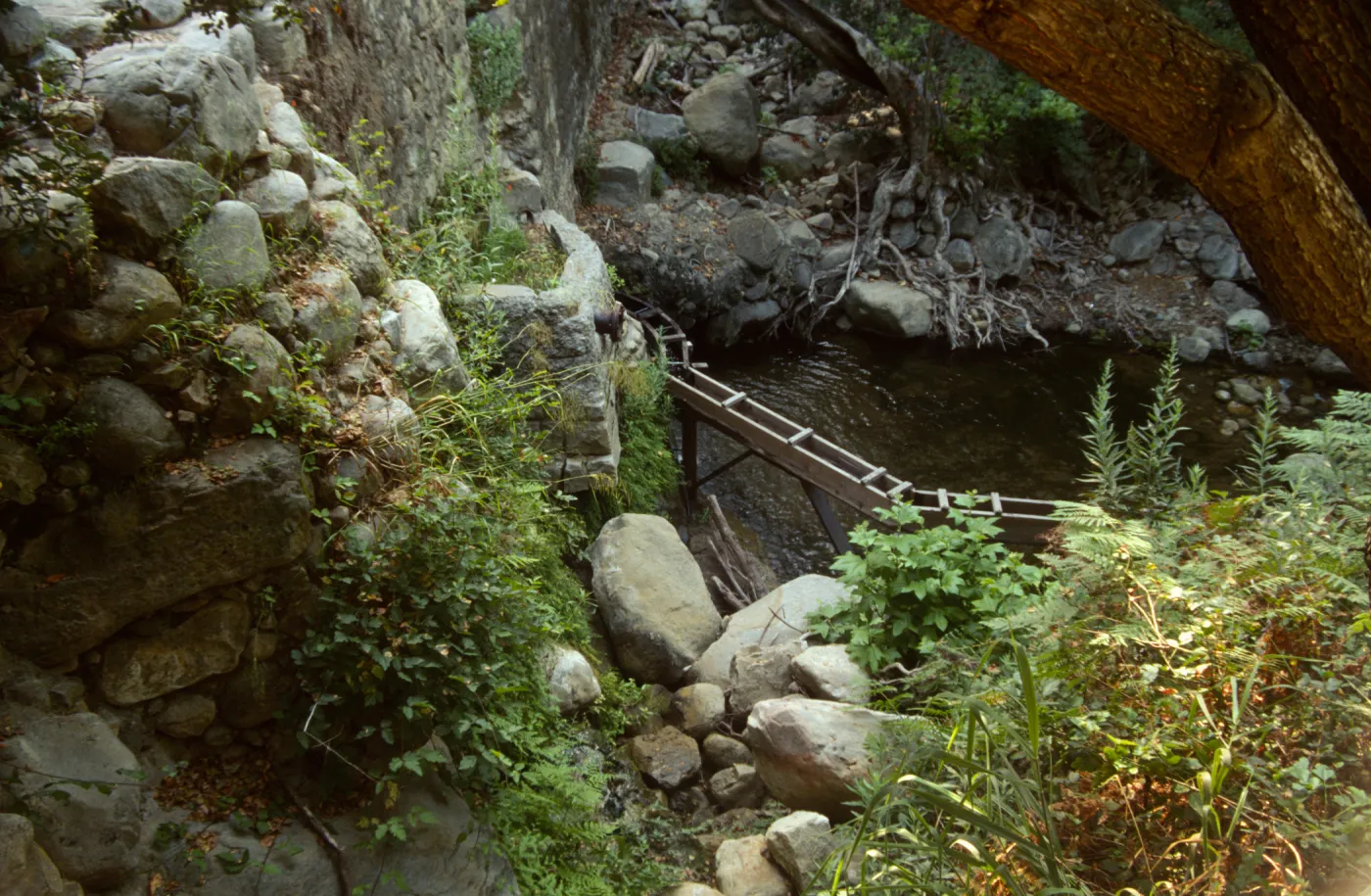 wooden aqueduct below Mission Dam
