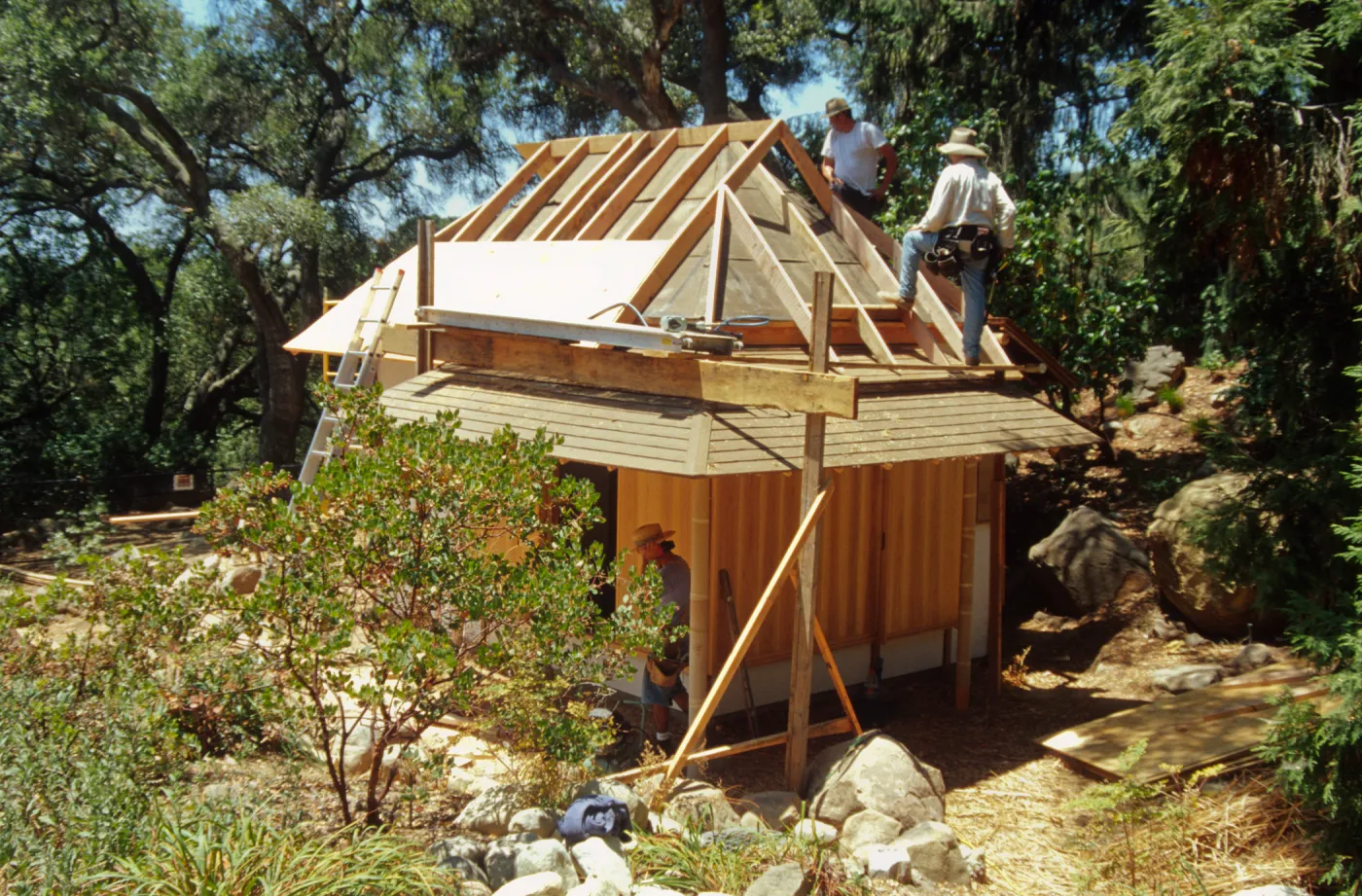 Tea House-- new roof construction