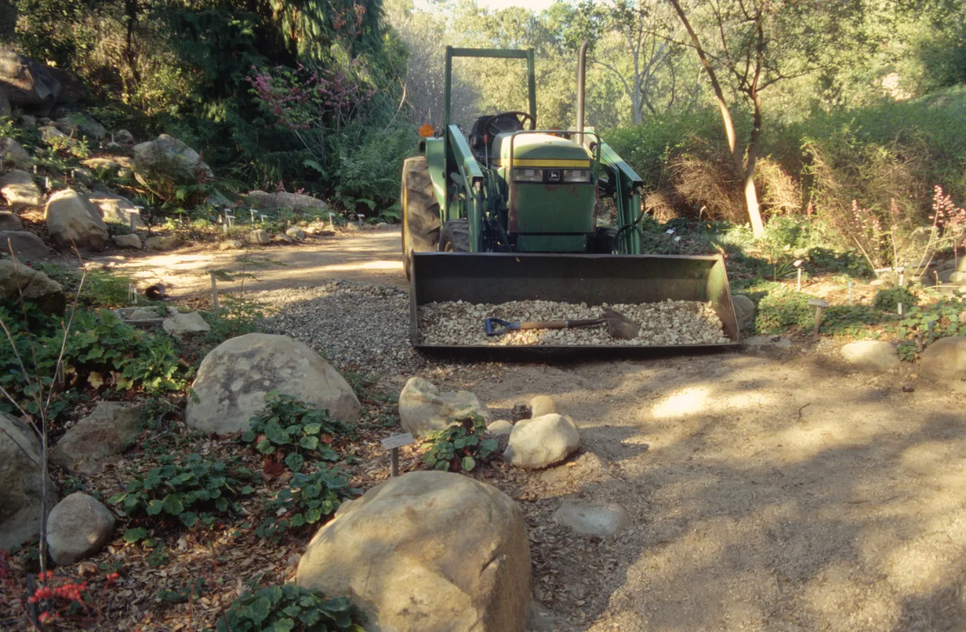 tractor, gravel path in lower Arroyo
