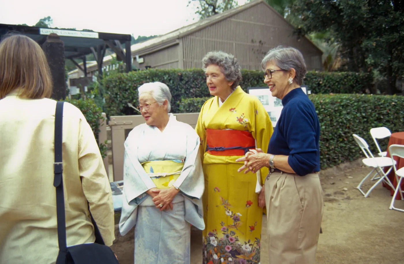 Women at Tea house event in courtyard