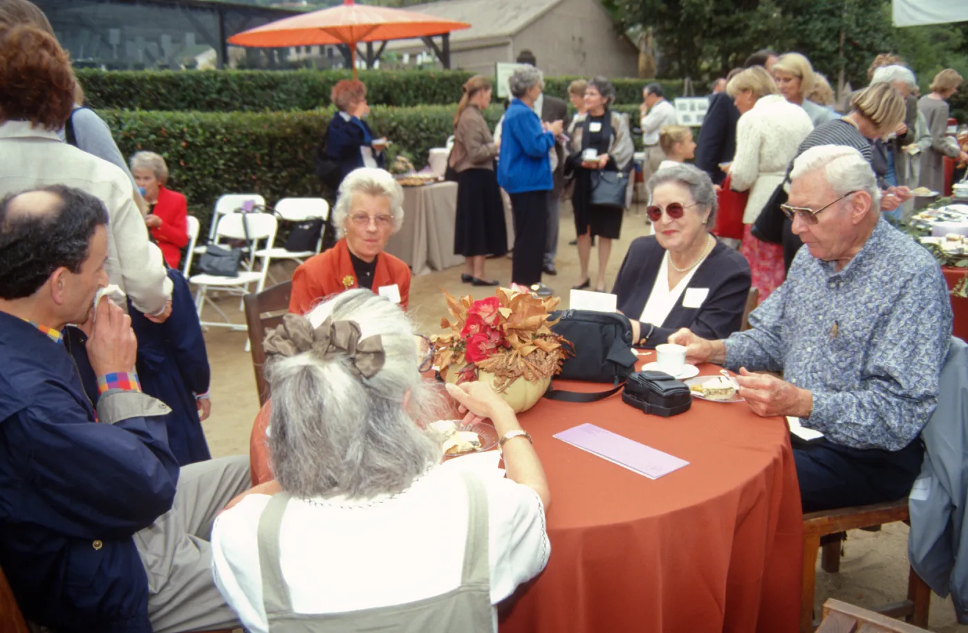 guests at Tea House Event in the Courtyard
