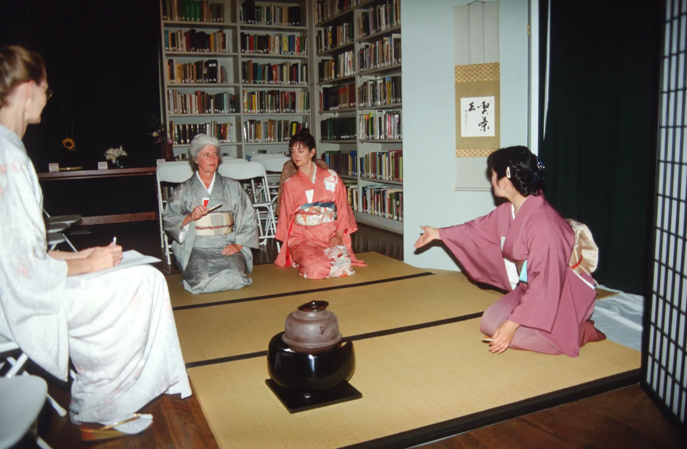 tea ceremony inside the Blaksley Library, Tea House event in the Blaksley Library, 2000