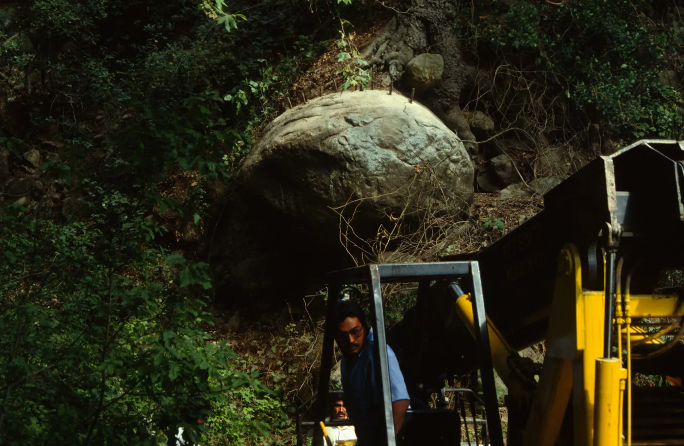 boulder removal by the Mission Dam