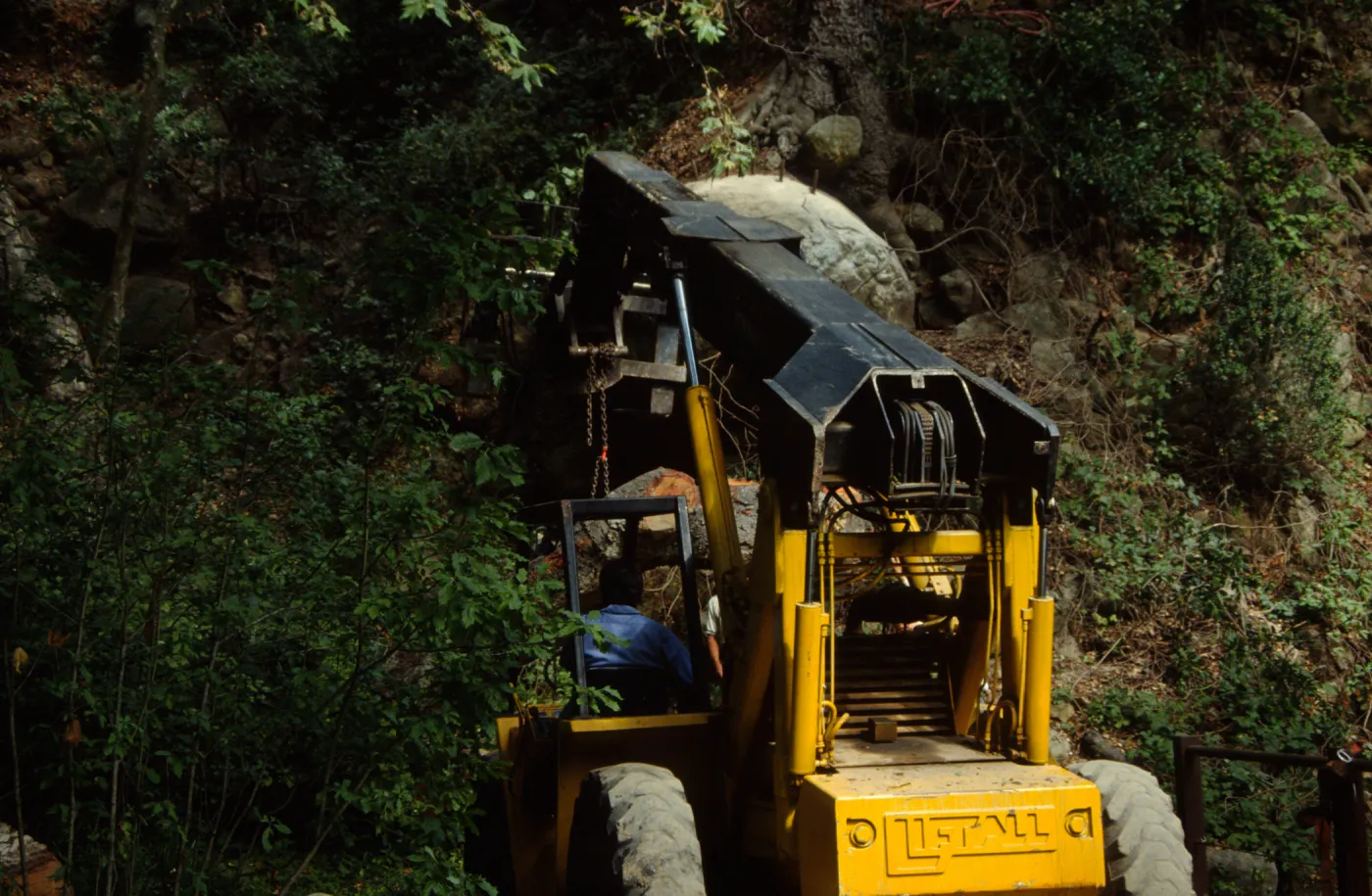 boulder removal by the Mission Dam
