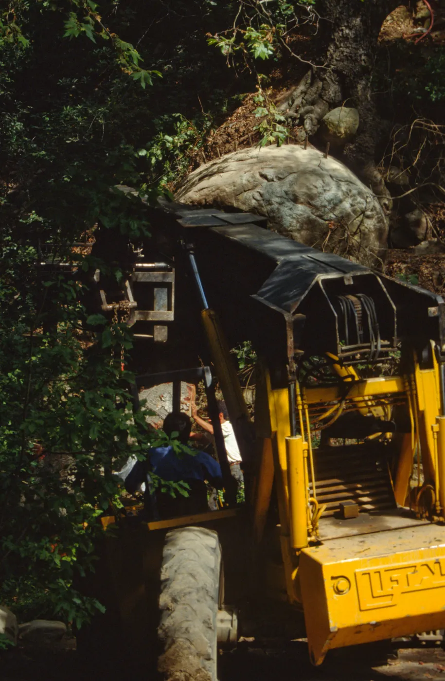 boulder removal by the Mission Dam
