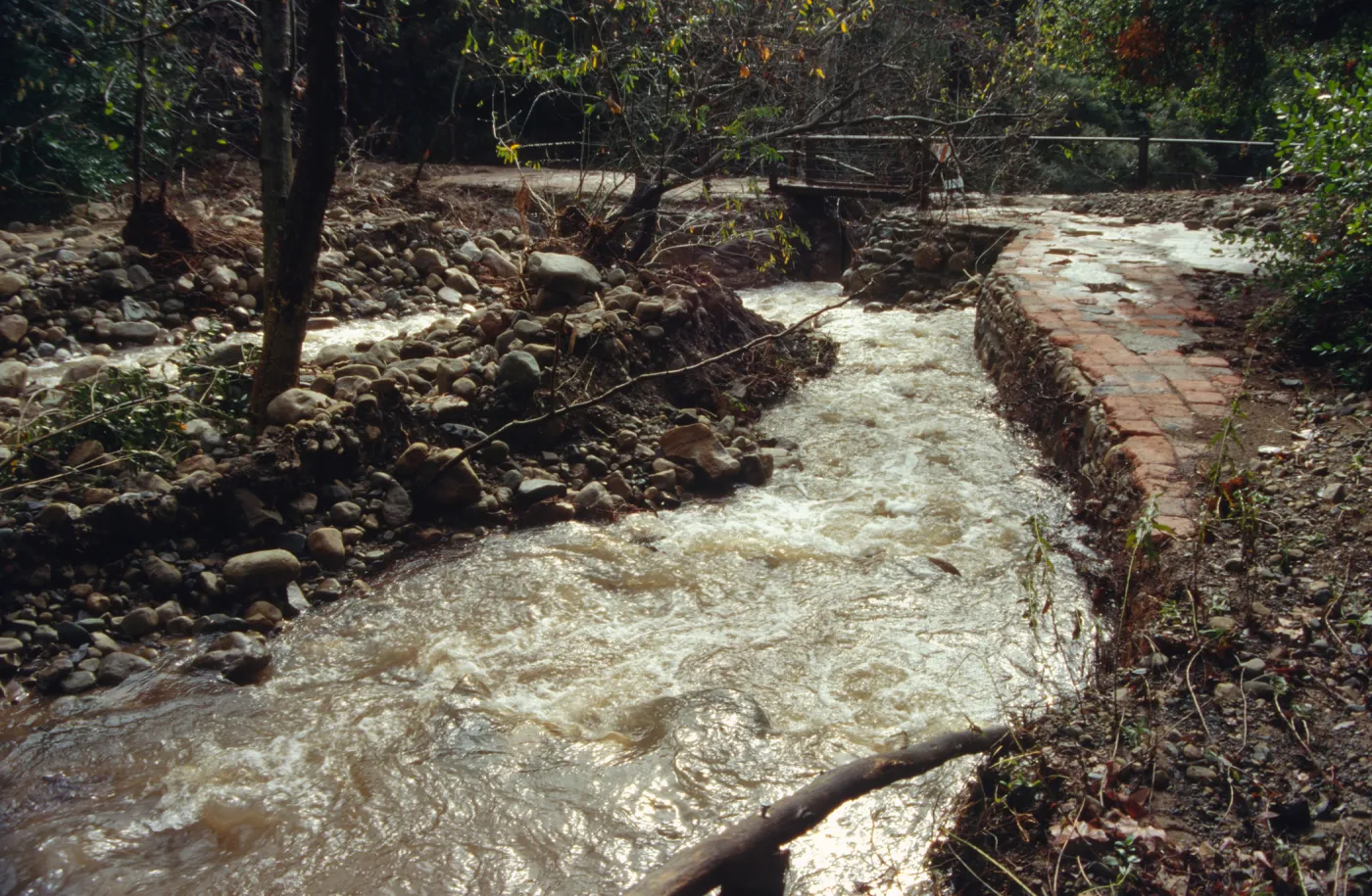 Mission Creek flood stage, January 1995 storm