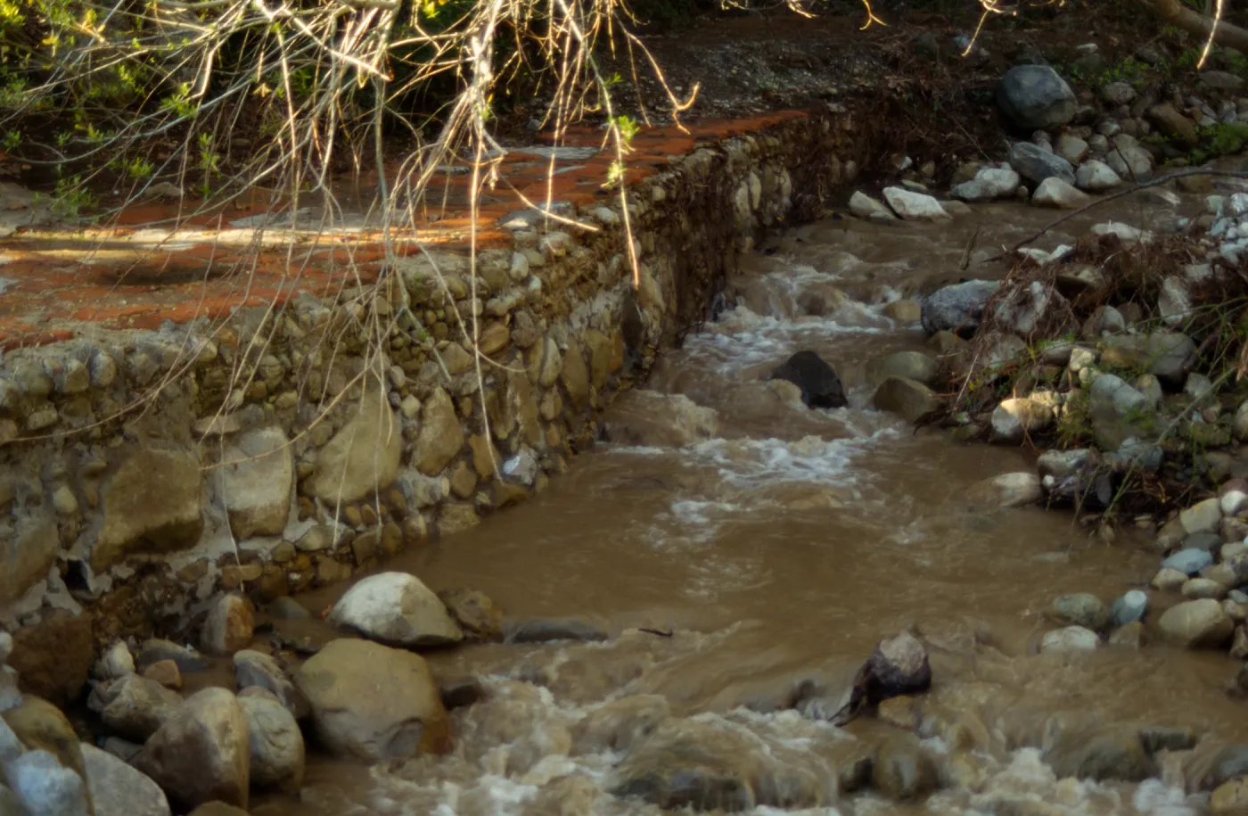 Mission Creek flooded above Mission Dam