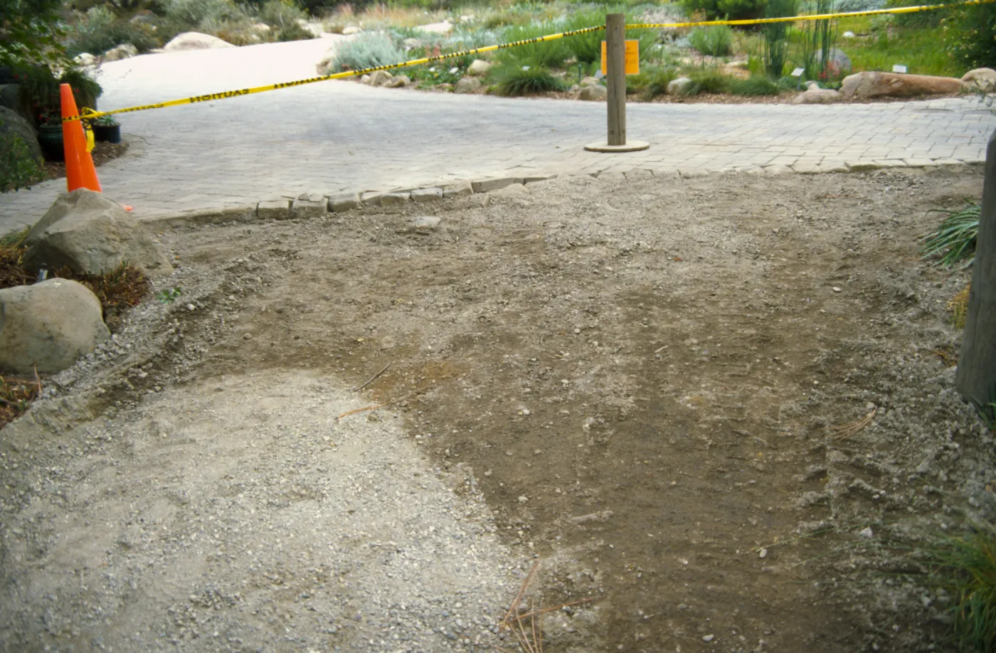 Pavering the path outside the Arroyo Room