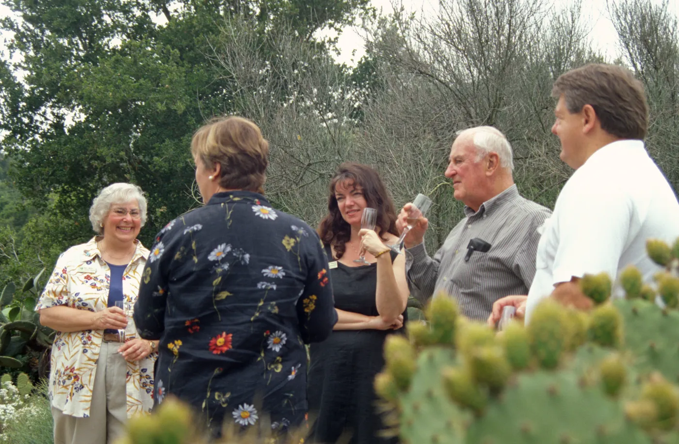 Dedication event, new stone bench in Desert Section, Pritzlaff Bench, 2000