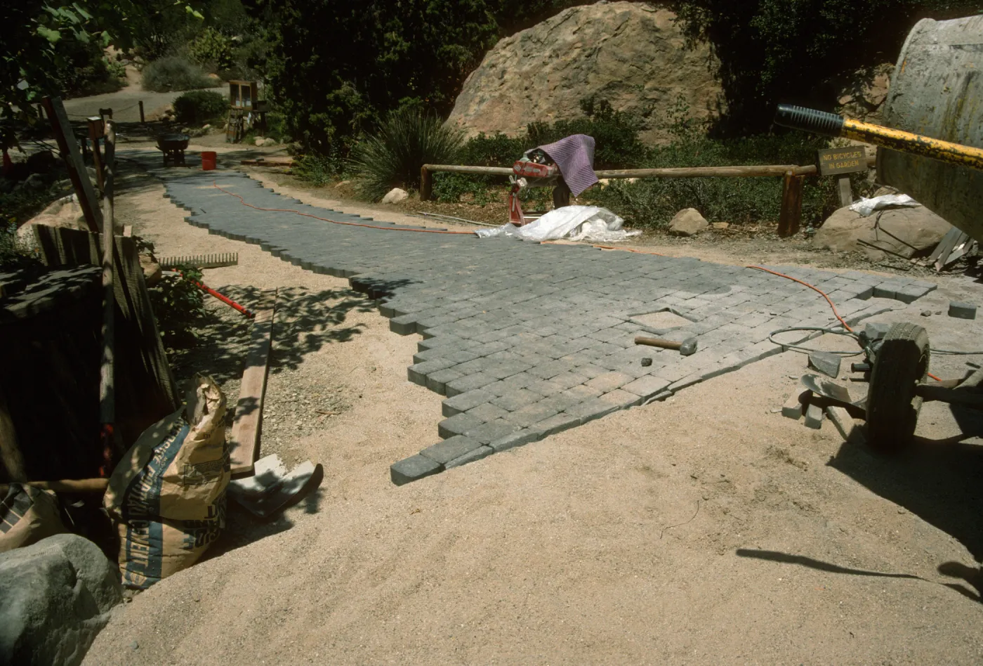 construction of new cobble stone path, Garden Entrance