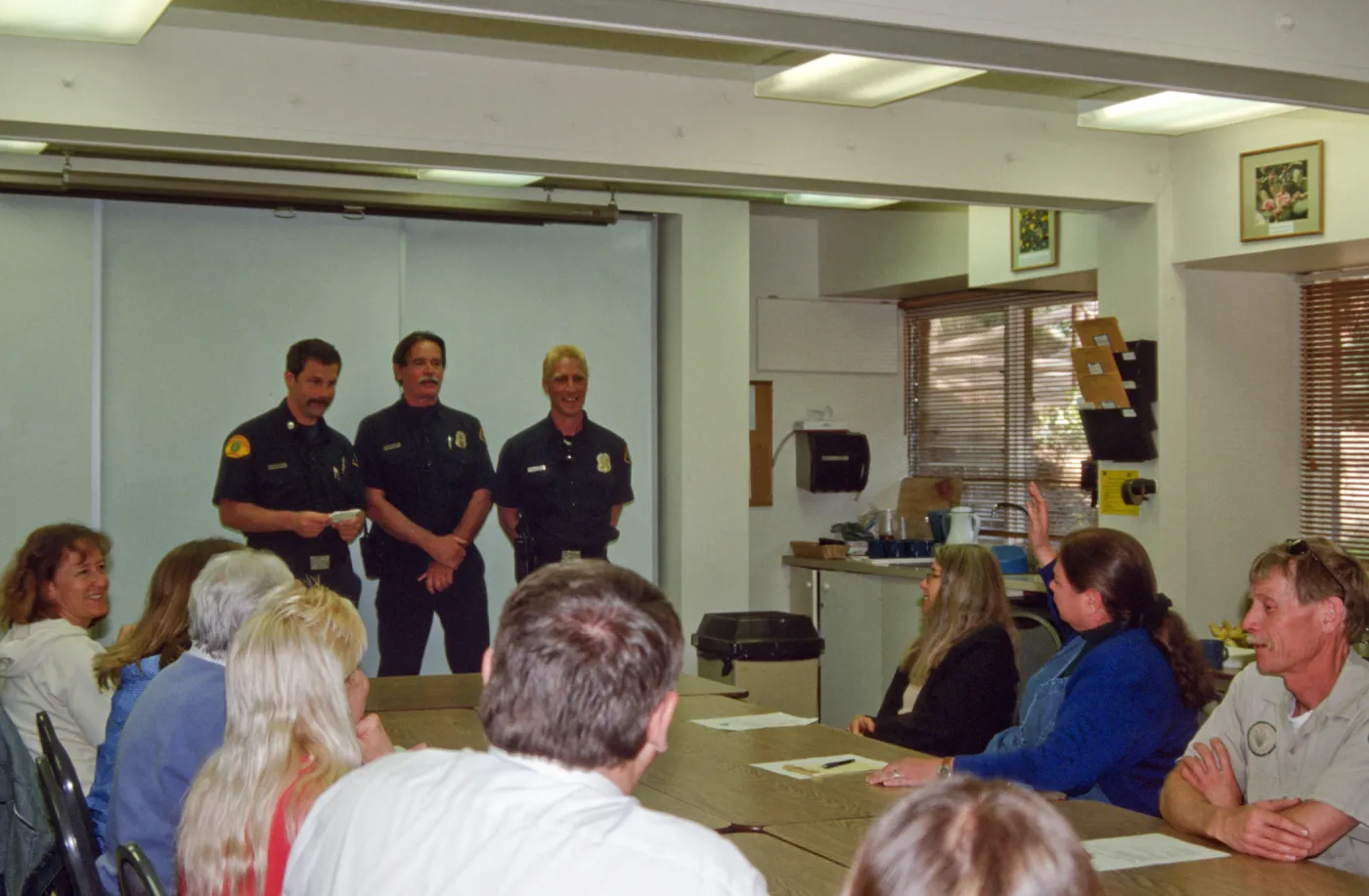 Fire drill, lecture by local firefighters