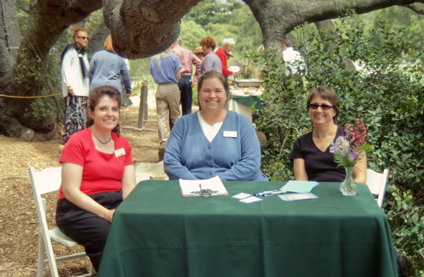 Tracy Rogers, Joan Evans and Sheryl Kelly, Volunteer Luncheon 2002, under the Meadow Oaks