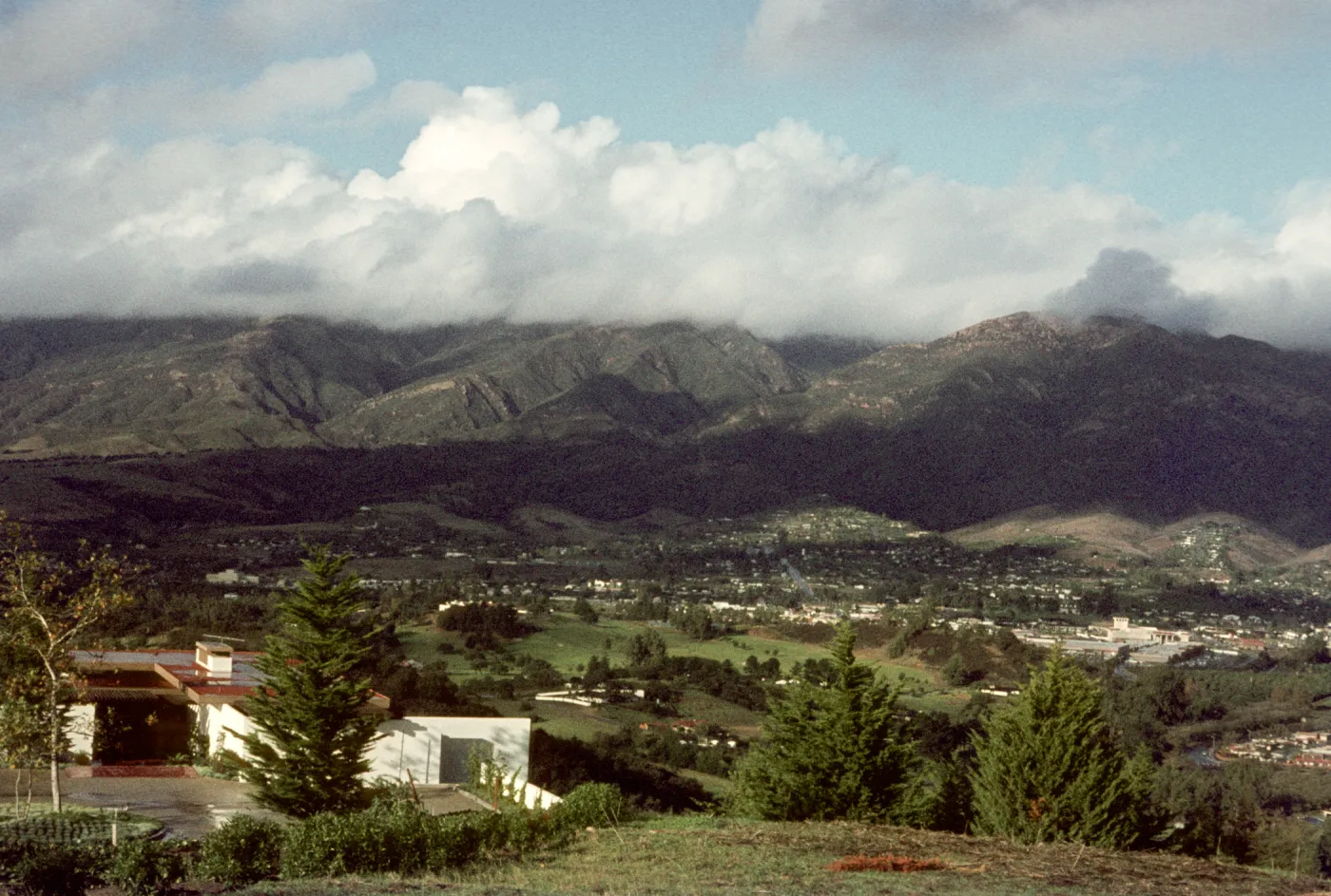 clouds, view of Santa Barbara and Santa Ynez Mountains from 'Wishbone Hill'