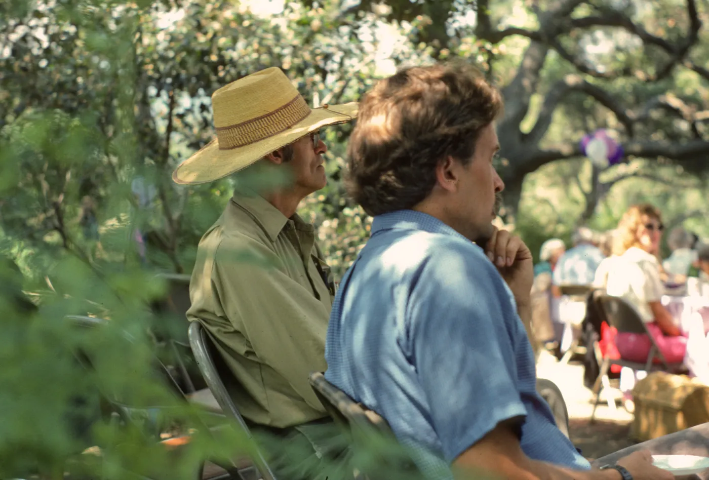 SBBG Members Day Picnic, 1986, under the oaks