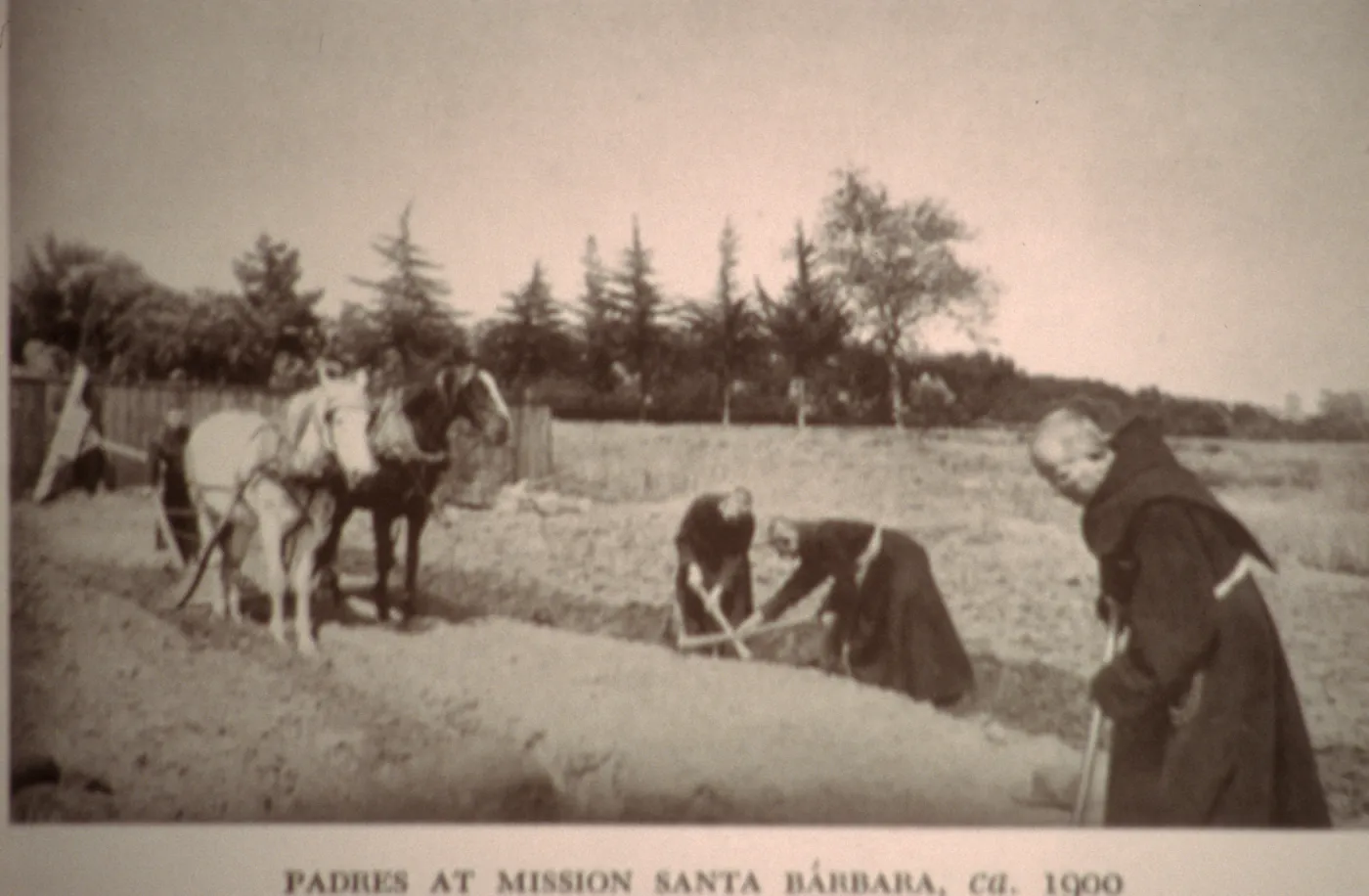 Padres at Mission Santa Barbara, ca. 1900