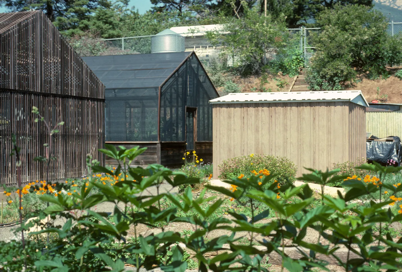 Hort Unit, lath houses and metal sheds, test plot, Dara Walk & Porter Trail
