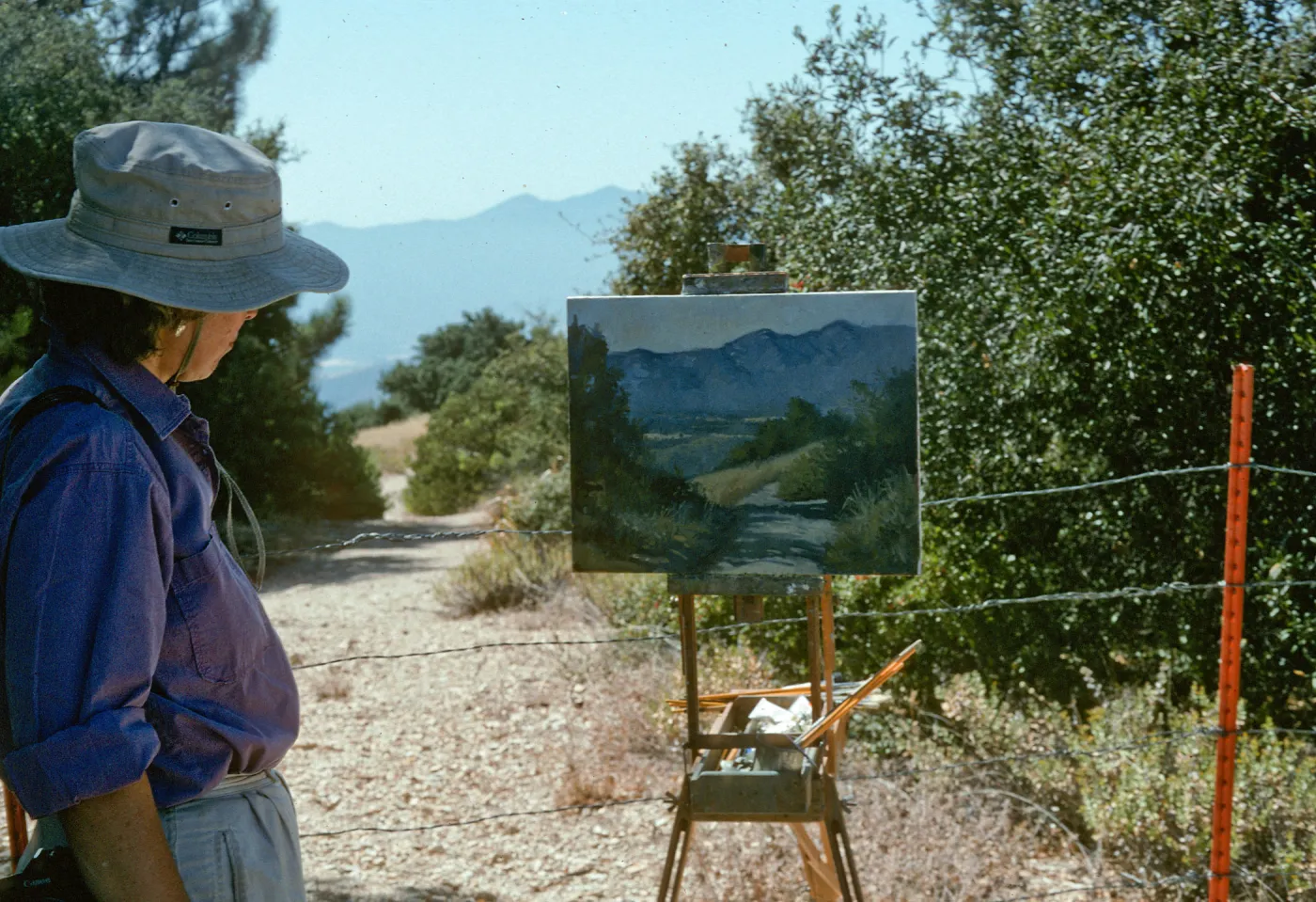 Oak Group Artists, Abbott painting before damage, Little Pine