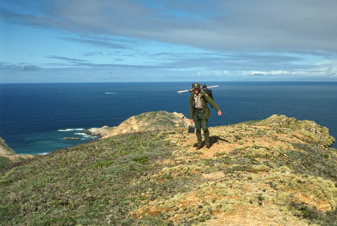 Ranger Ian Williams on Devils Knoll, San Miguel Island