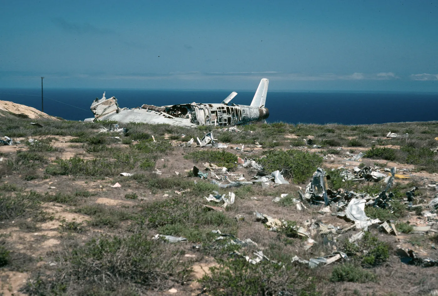 Airplane wreck, northeast end of airfield, San Nicolas Island
