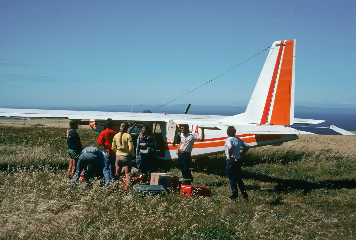 Hammond Field, unloading plane, San Miguel Island
