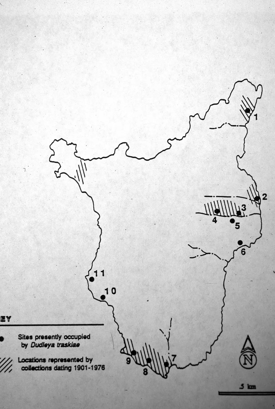Dudleya traskiae distribution on Santa Barbara Island from NPS report 1989