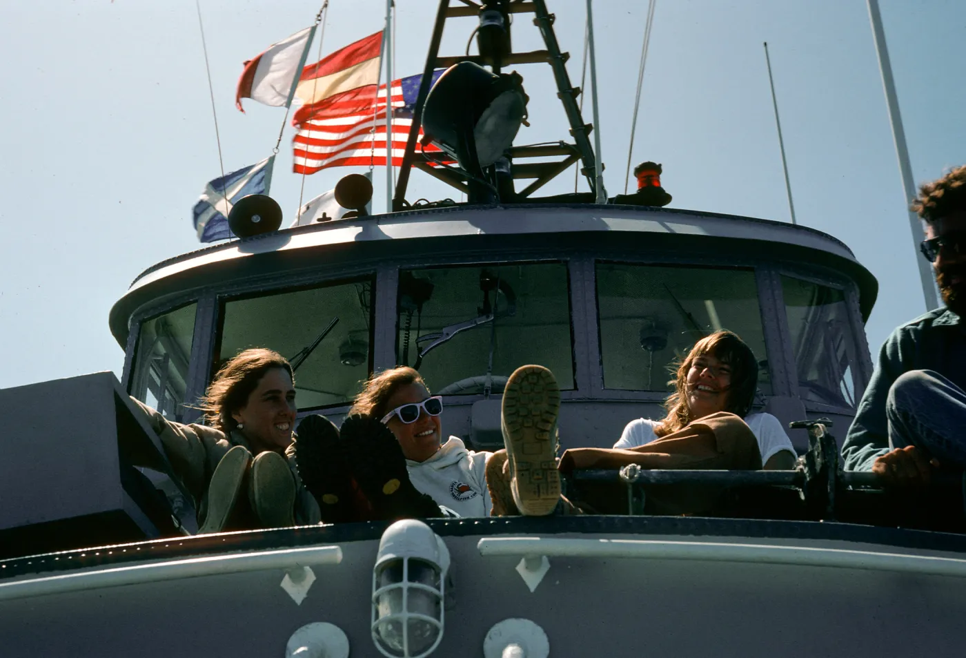 Karen, Janet, Toni, Navy Boat, Santa Cruz Island