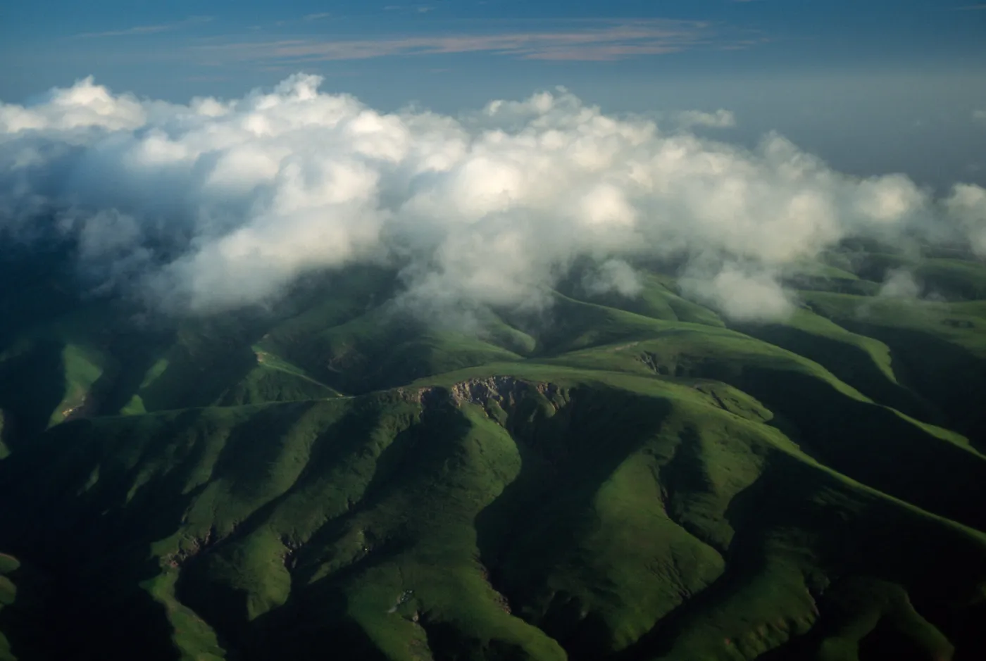 Santa Rosa Island, clouds over Santa Rosa Island peaks, North side