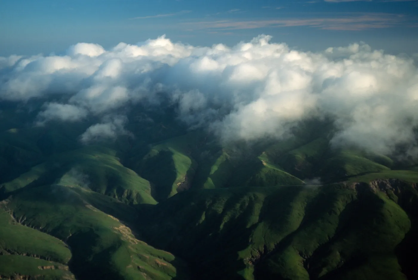 Santa Rosa Island, clouds over Santa Rosa Island peaks, North side