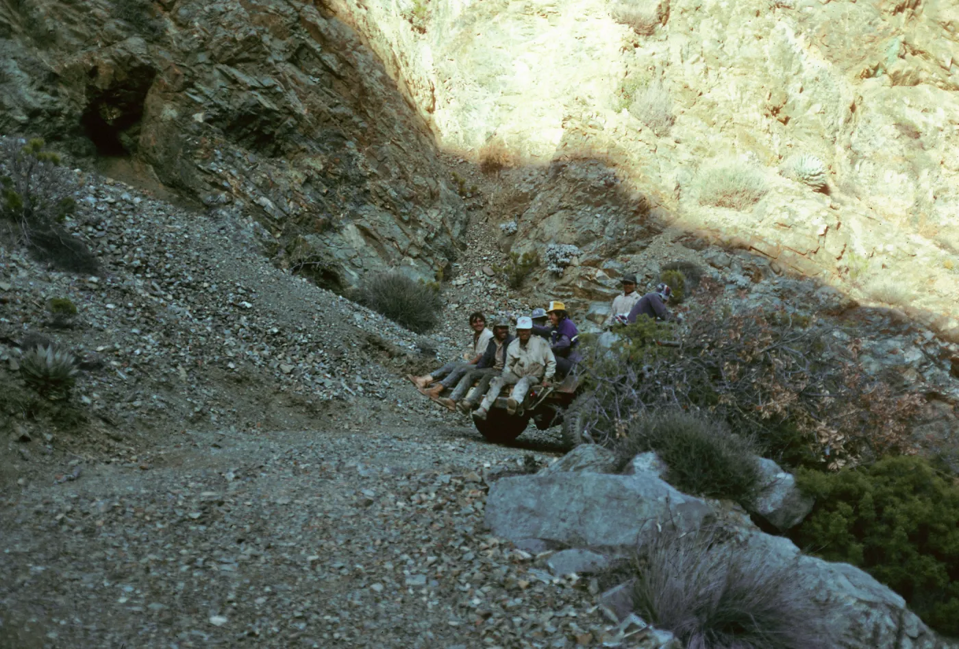 Cedros Island, Cañada de La Mina, miners in truck
