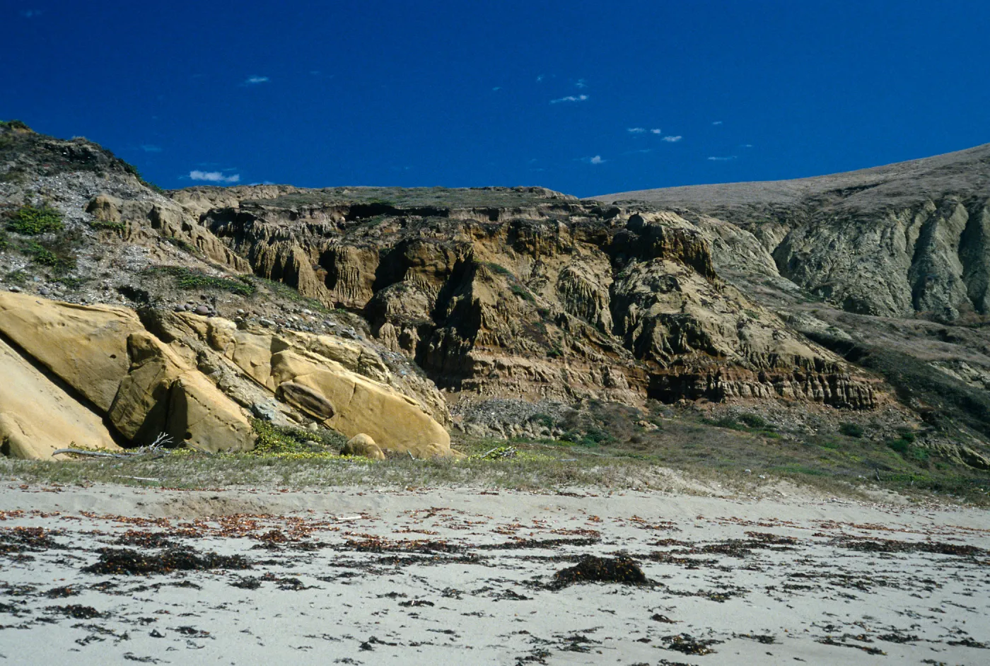 Santa Cruz Island, bluffs, Sauces Beach