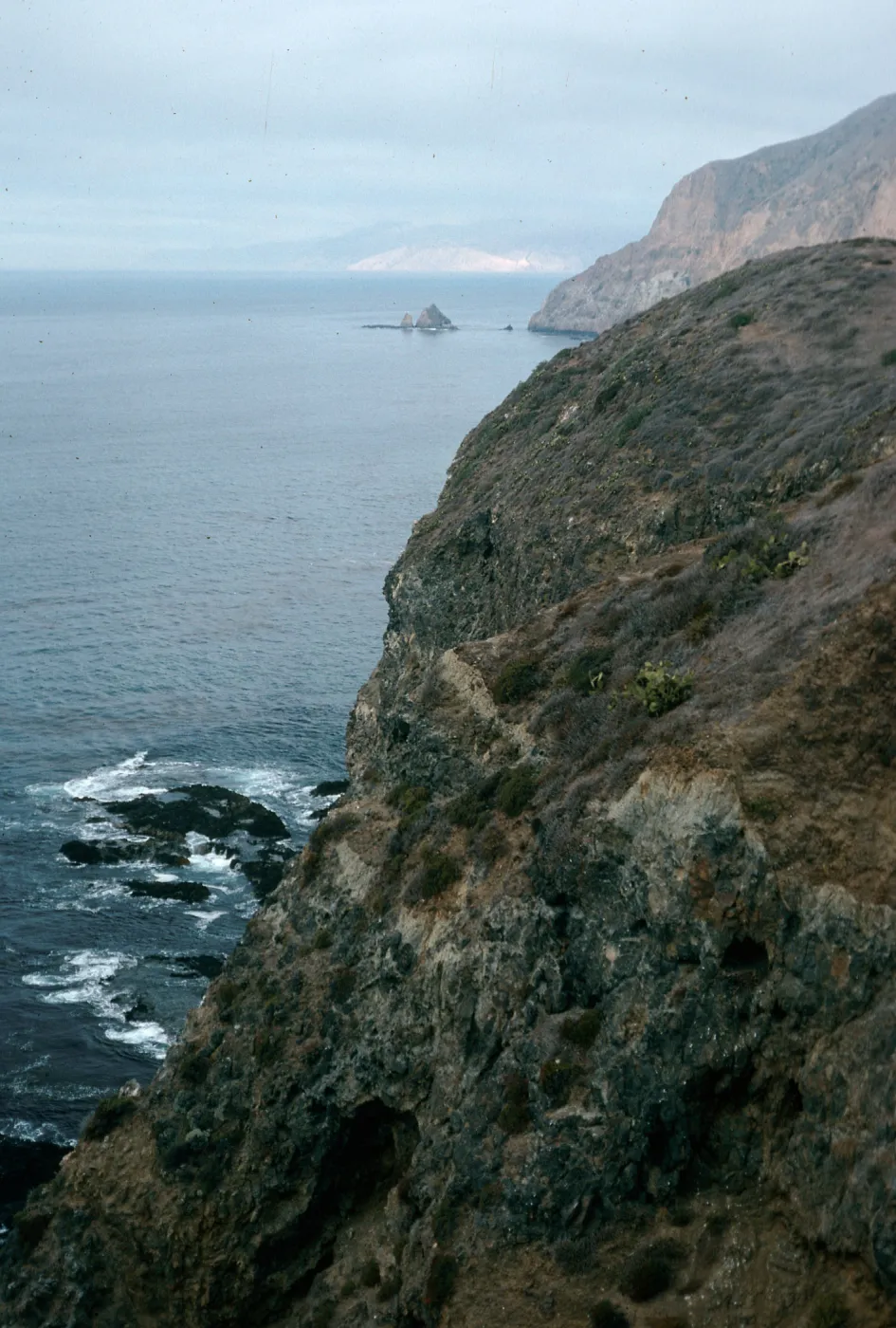 Middle Anacapa Island, offshore slopes, view of West Anacapa Island