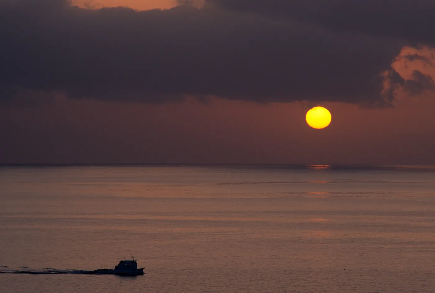 Santa Barbara Island, sunrise & boat