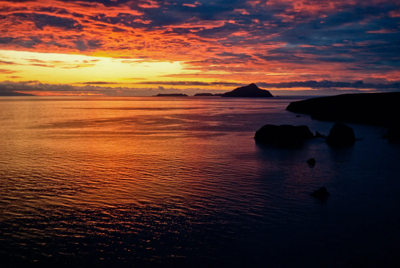 Santa Cruz Island, sunrise over Anacapa Island & Scorpion Bay