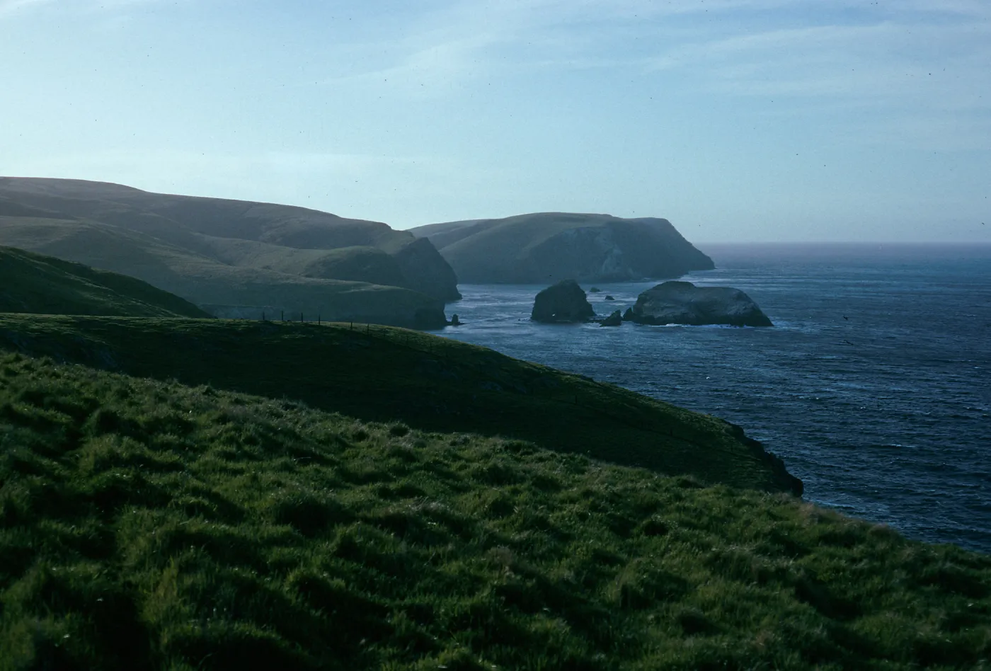 Scorpion Rocks from East side of Little Scorpion Canyon, Santa Cruz Island