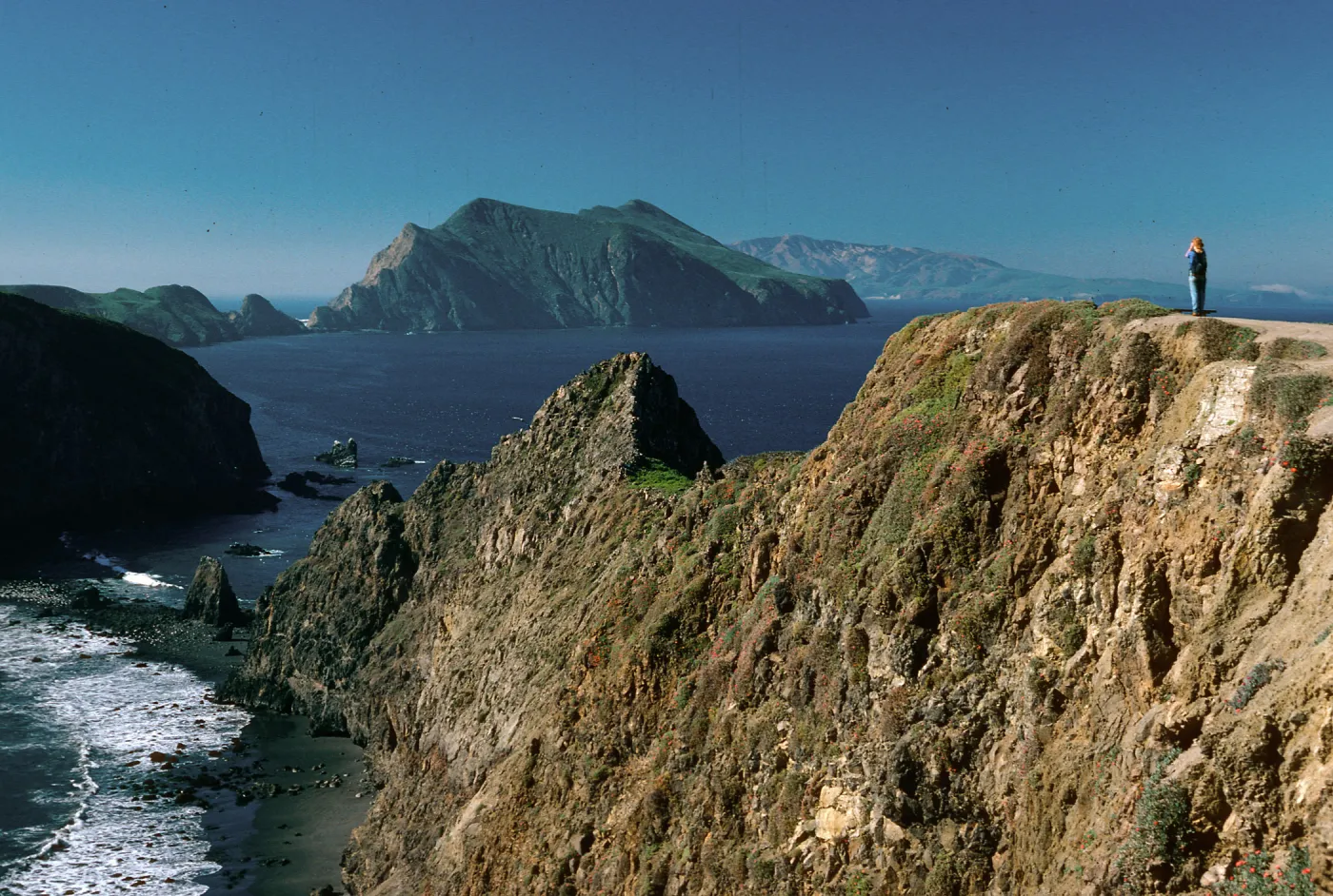 Ronie Fowler, view of Middle, West Islands from East Anacapa Island, Santa Cruz Island in background