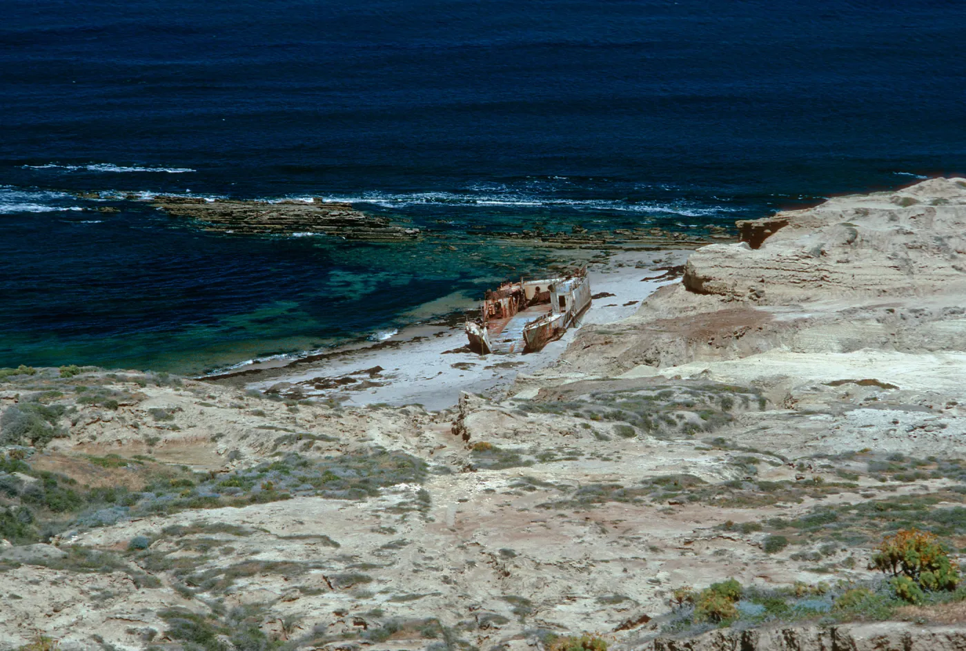 shipwreck, West of North range marker poles, San Nicolas Island