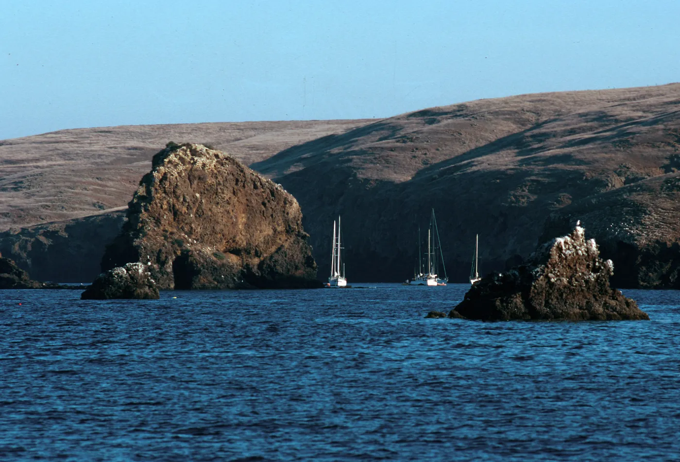 sail boats, Scorpion rocks, Santa Cruz Island