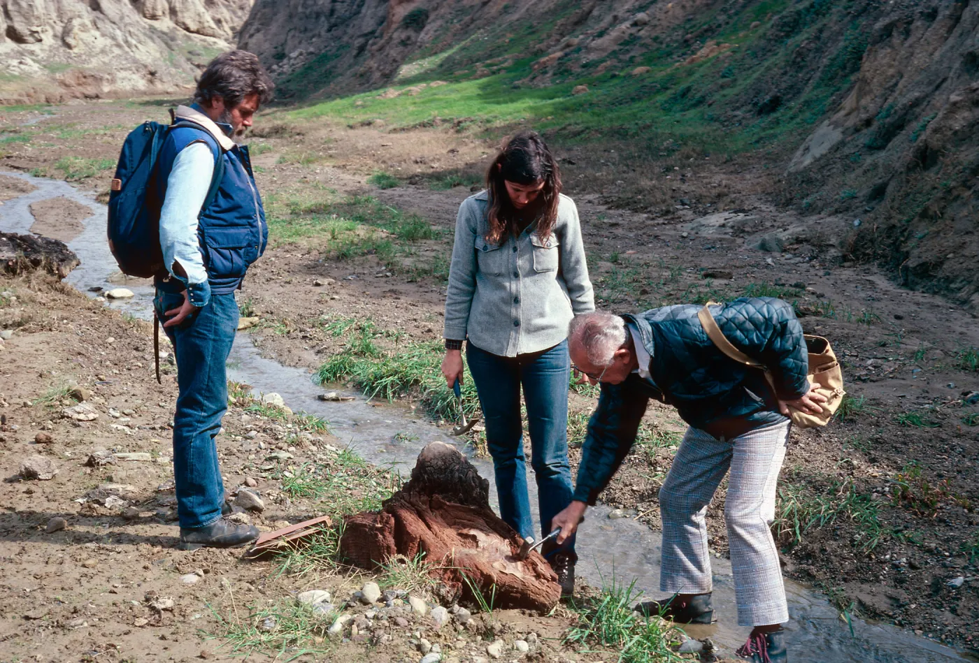 Fossil Hunting with Dan Axelrod, CaÃ±ada de los Sauces, Santa Cruz Island (Steve Timbrook, Mary Carroll, Dan Axelrod)